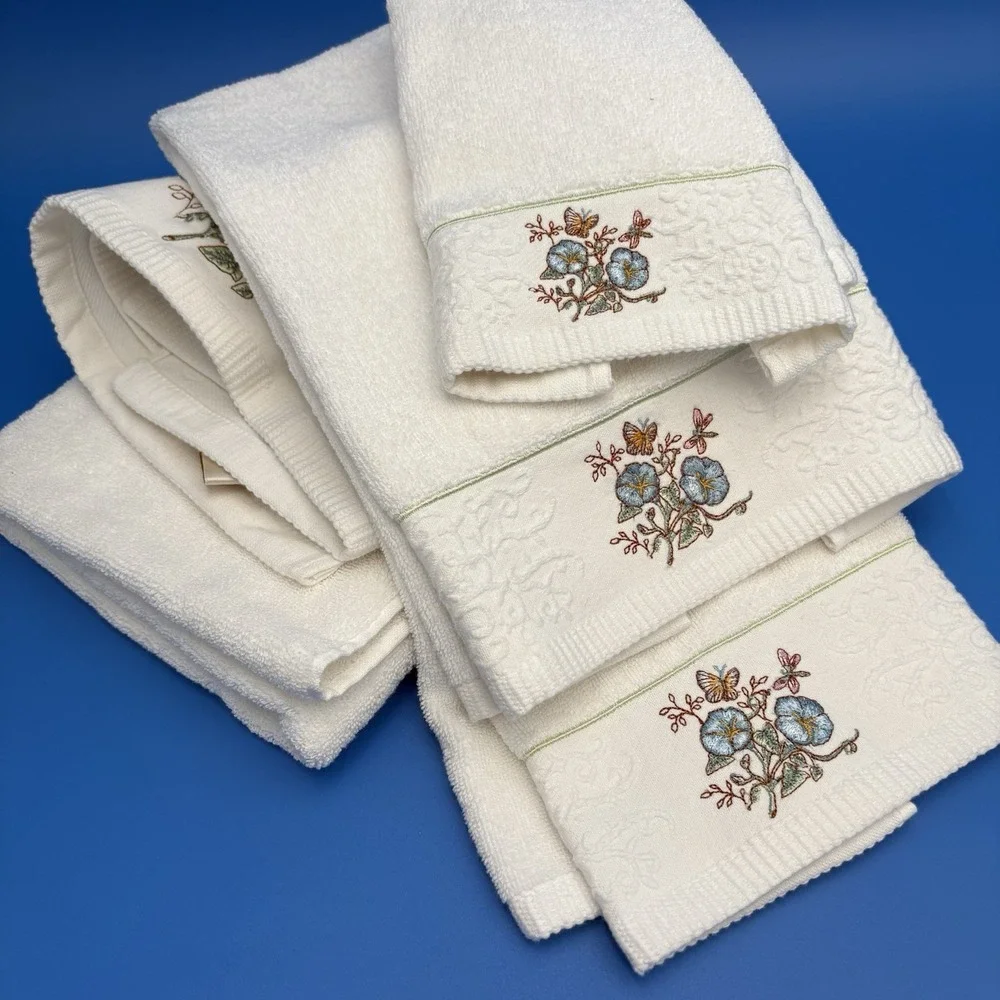 Lenox Butterfly Meadow Bath Hand Finger Tip Towel Set Of 4 Vtg EUC Tags